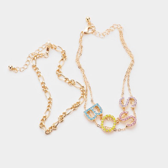 Women's Pave Rhinestone Layered Chain Anklets - Picture 2 of 2